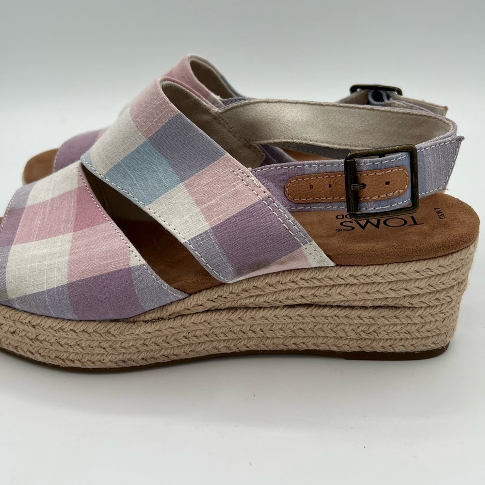 Toms Multicolor Plaid Wedge Sandals - Picture 4 of 7
